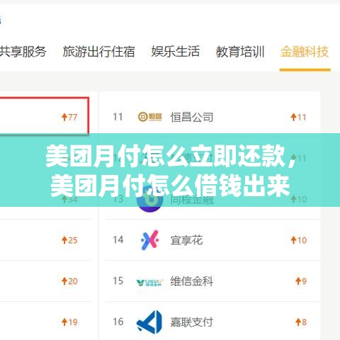 美团月付怎么立即还款,美团月付怎么借钱出来